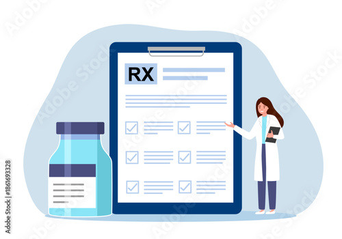 Doctor standing with medical prescription and medicine, symbolizing protection, insurance coverage, and patient safety in the medical field