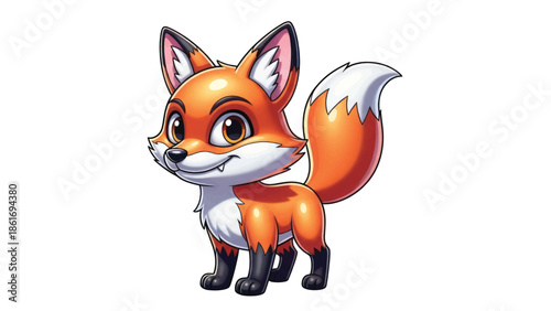 Playful cartoon fox character with bright orange fur and friendly expression.