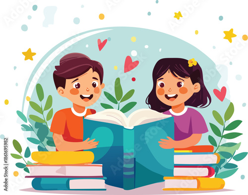 Children Reading Together