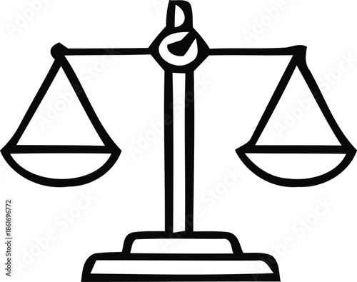 A simple line drawing of a balance scale