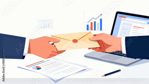 Business hand exchange envelope