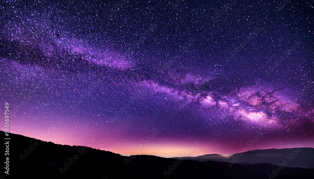 Fototapeta premium Purple And Black Night Sky With Stars And A Purple And Black Sky