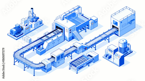 Industrial production line with conveyor systems