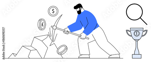 Cryptocurrency mining concept. Mining financial currencies using tools blockchain technology. Cryptocurrency relates to finance, digital earnings, and online investments. For fintech, success