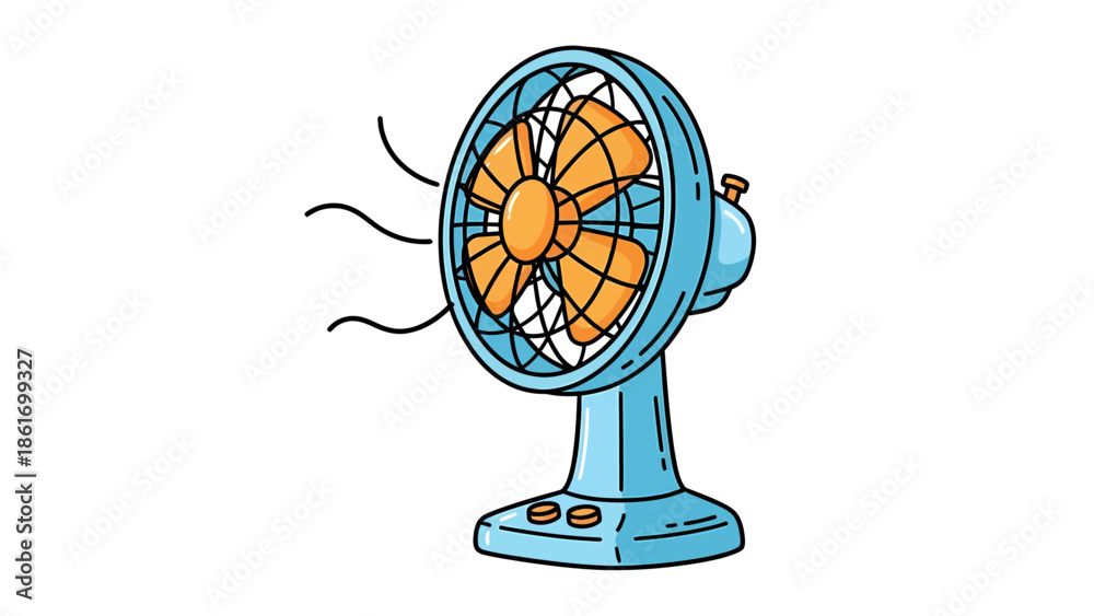Obraz premium Fan Icon with Orange Blades for Cooling and Air Circulation