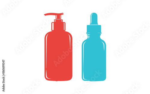 Illustration of a skin care bottle set. Beauty vector on a white canvas.