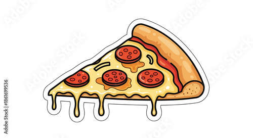 Delicious slice of pepperoni pizza with melted cheese and crispy crust animation