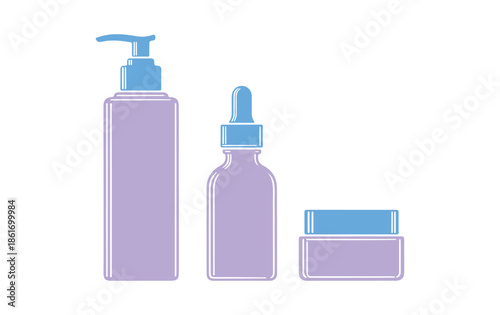 Skin care bottle set graphic. Beauty vector design on white.