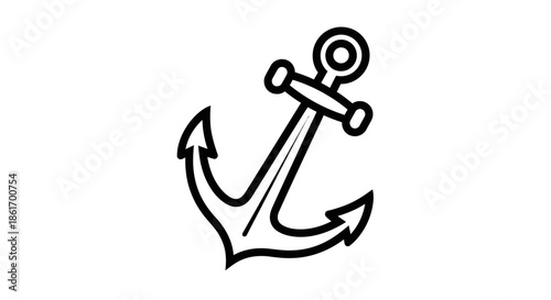 Simplistic black and white anchor icon symbolizing maritime navigation and stability