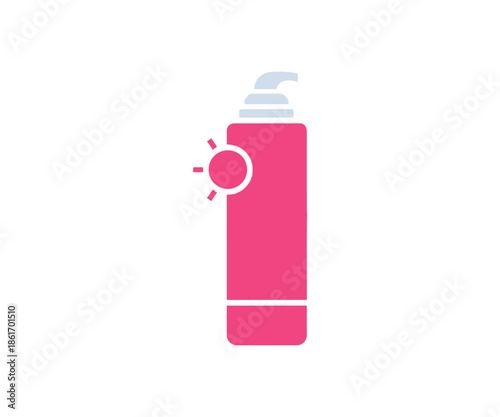 Sunblock cream bottle illustration. Beauty vector against a white backdrop.