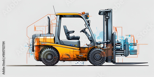 Forklift Design, Industrial Equipment, Engineering Drawing
