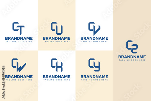Letters CT CU CV CW CX CY CZ Logo Monogram Set, for TC UC VC WC XC YC ZC initials