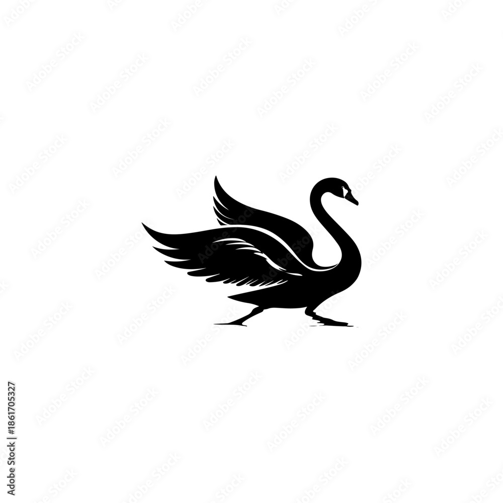 Obraz premium swimming swan silhouette vector icon 
