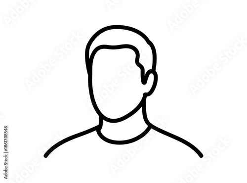 A simple line drawing of a person's head and shoulders against a white background.