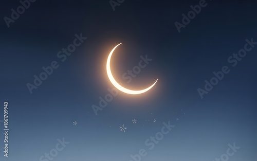 Eid mubarak celebrating eid ul fitr with crescent moon on islamic background luxury greeting with copy space