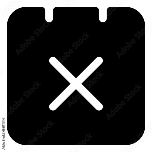 Calendar cross icon for cancel, unavailable and delete