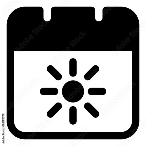 Calendar sun icon for weather, holiday and weekend