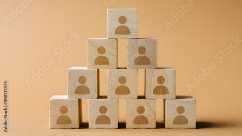 Wooden blocks forming organization structure