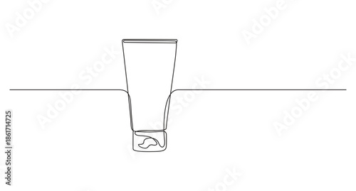 Continuous Line Art of a Cosmetic Tube,Face Moisturizer Cream continuous line art drawing style vector illustration,