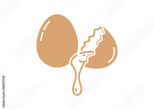 Glyph icon depicting egg white. Cracked shell with albumen inside. Source of protein. Serves as a natural moisturizer. Dermatology with organic ingredients. Vector illustration isolated.