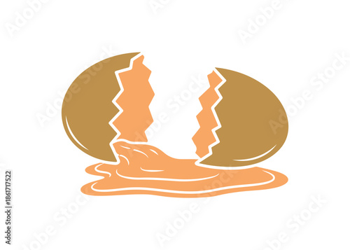 Egg white represented as a glyph icon. Shell cracked open to show albumen. Protein-rich source. Functions as a natural moisturizer. Dermatology with organic materials. Isolated vector illustration.
