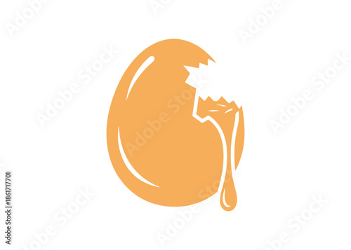 Egg white glyph icon. A cracked shell revealing the albumen. Source of protein. Acts as a natural moisturizer. Dermatology featuring organic ingredients. Vector illustration isolated.