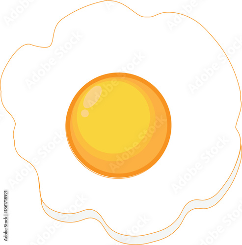 Delicious sunny side up fried egg with bright yellow yoke vector illustration.