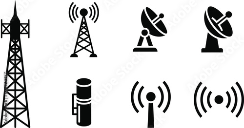 black and white icons set