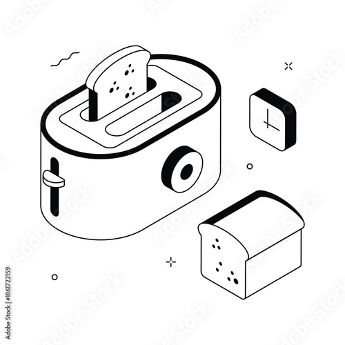 A minimal isometric illustration of kitchen toaster, editable vector