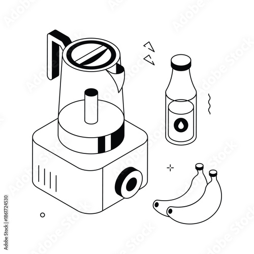 A well designed isometric illustration of juice blender