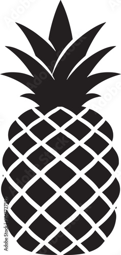 Flat Pineapple Vector Silhouette Icon – Minimal Black Tropical Fruit on White Background