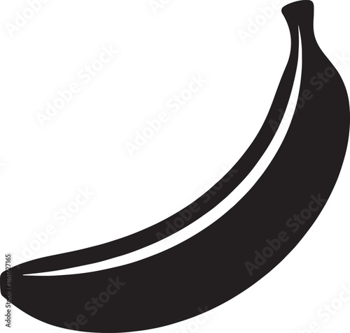 Flat Banana Vector Silhouette Icon – Minimal Black Fruit Shape on White Background