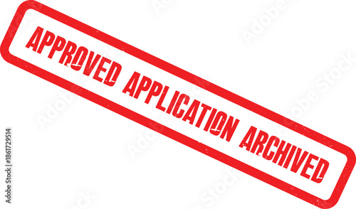 Red rubber stamps marking 'Approved Application Archived' with a distressed texture on a white background