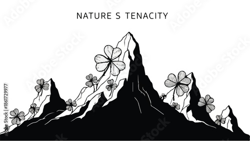 Resilient wildflowers bloom on rugged mountain peaks, showcasing nature's enduring strength.