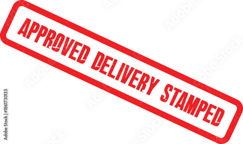 A red approved delivery stamped label is shown on a white background