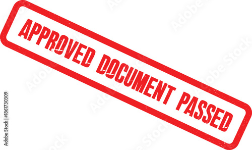 A red stamp with the words APPROVED DOCUMENT PASSED on a white background