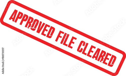 A red stamp with the words approved file cleared is shown on a white background