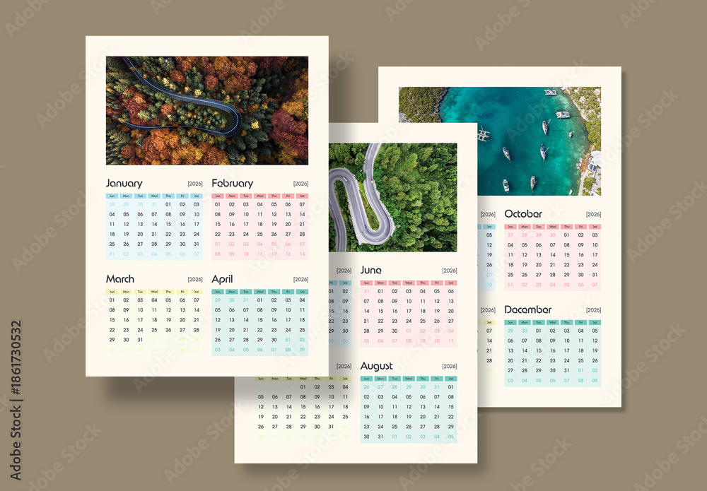 Minimalist Monthly Wall Calendar Template 2026 Stock Template | Adobe Stock