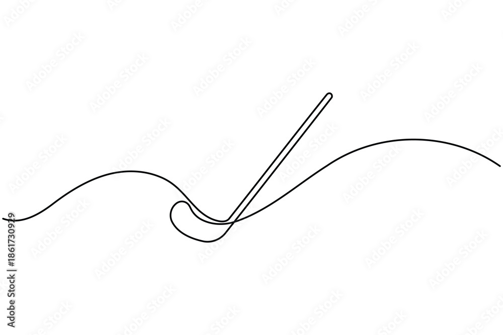Fototapeta premium Sports hockey stick icon continuous one line drawing single art minimalist modern equipment symbol outline vector illustration