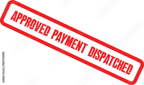 An approved payment is being dispatched with a red stamp on a white background.