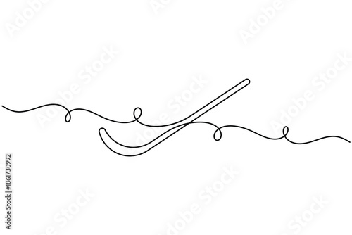 Sports hockey stick icon continuous one line drawing single art minimalist modern equipment symbol outline vector illustration