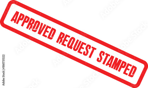 A close-up view of a red approved stamp on a white background shows the text.