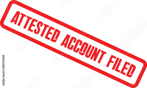 An official document with a red stamp reads 'Attested Account Filed'.