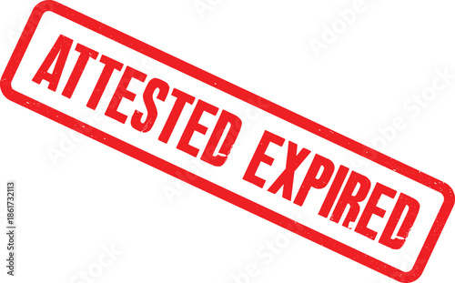A close-up view of a red stamp reading Attested Expired on a white background.