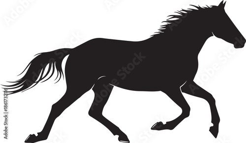 Horse Running silhouette vector black on a white background