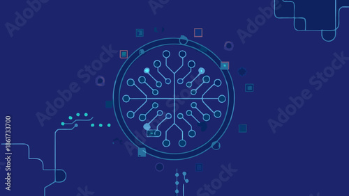 Flat vector illustration of global data exchange network and connectivity