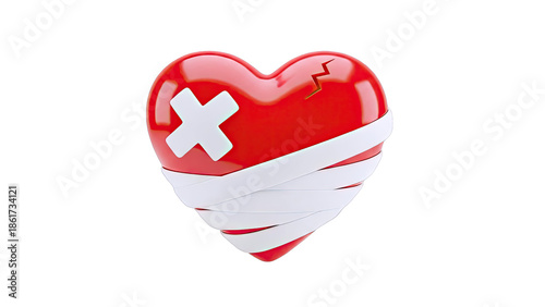 Bandaged Red Heart with Crack