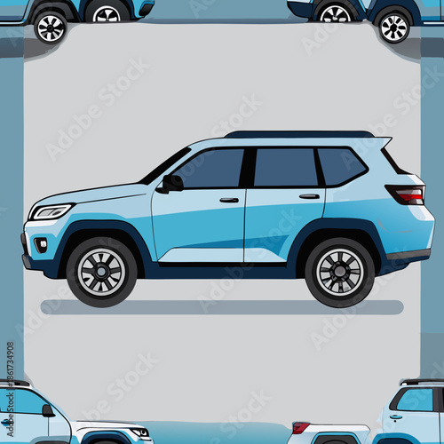 Blue suv in traffic