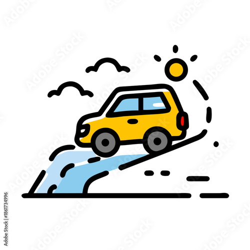 Car driving on wet road