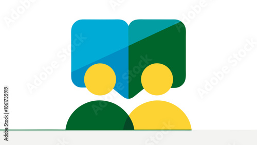 Minimal flat vector illustration of people exchanging ideas and communicating